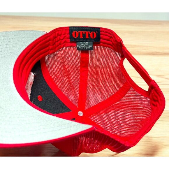 Alpha Chi Dallas Texas Retro Otto Red Mesh Trucker Hat - Adjustable Snapback Cap - Picture 5 of 5